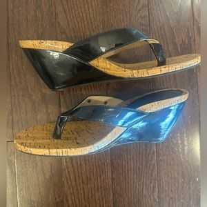 Arturo Chiang Black Wedge Sandals Size 11, good condition